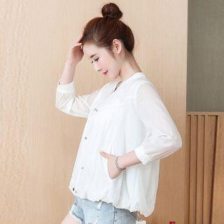 3/4-sleeve Floral Embroidered Jacket