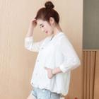 3/4-sleeve Floral Embroidered Jacket