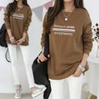 Round-neck Letter Print Brushed-fleece Lined Pullover