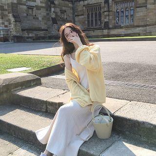 Set: Spaghetti Strap Maxi Dress + Open-front Jacket