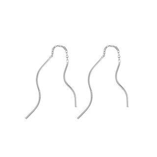 Sterling Silver Fashion Simple Geometric Tassel Earrings Silver - One Size