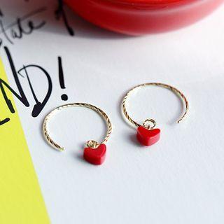 Heart Sterling Silver Open Hoop Earring