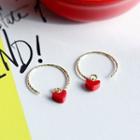 Heart Sterling Silver Open Hoop Earring
