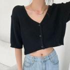 V-neck Boucl  Cropped Cardigan