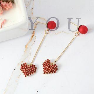 Faux Pearl Rhinestone Heart Drop Earring