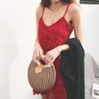 Spaghetti-strap V-neck Lace Dress