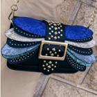 Studded Buckled Chain Strap Cross Bag