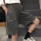 Lettering Wide-leg Shorts Dark Gray - One Size