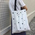 Dotted Canvas Tote Bag Black Dot - White - One Size
