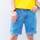 Slim-fit Distressed Demin Shorts