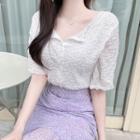 Round-neck Crinkled Cardigan