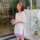 Plaid Short-sleeve Split Top