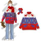 Christmas Jacquard Sweater / Knit Scarf