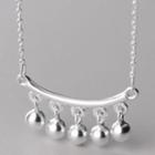 925 Sterling Silver Bead Fringed Necklace Silver - One Size