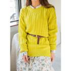 Tall Size Round-neck Cable-knit Top