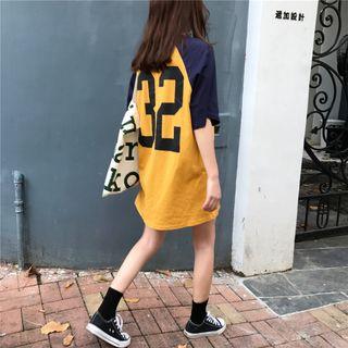 Elbow-sleeve Numbering Long T-shirt