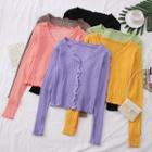 Ruffled-trim Light Knit Top In 6 Colors