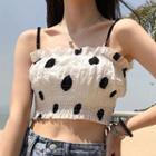 Dotted Cropped Camisole Top White - One Size