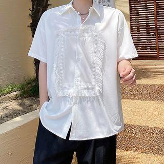 Short-sleeve Fringed Trim Shirt