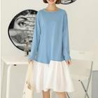 Long-sleeve Ruffle Hem T-shirt Dress