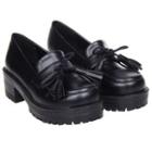 Ribbon Block Heel Platform Loafers