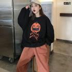 Halloween Print Pullover / Straight-cut Pants
