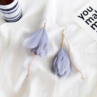 Non-matching Feather Fringed Earring