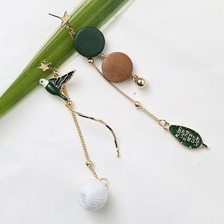 Non-matching Bird & Leaf Dangle Earring As Shown In Figure - One Size