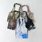 Halter-neck Tie-dyed Ribbed Top