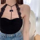 Halter Neck Lace Panel Top