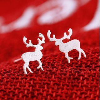 Reindeer Ear Stud 1 Pair - White - One Size