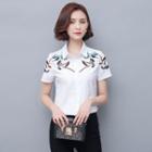 Short-sleeve Embrodiered Blouse