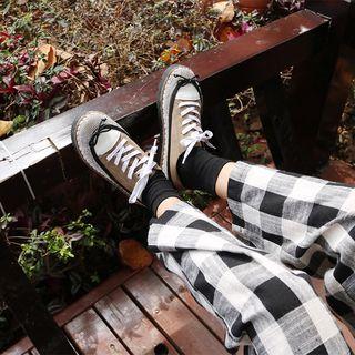 Rhinestone Canvas Lace-up Shoes