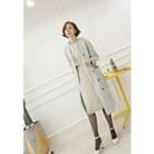 Collarless Double-breasted Trench Coat With Sash