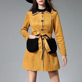Single-breasted Faux Suede Coat