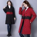 Color Panel Long Padded Coat