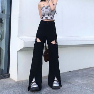 Cutout Slit Wide-leg Pants