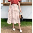 Short-sleeve Plain Tee / High-waist Polka Dot Skirt