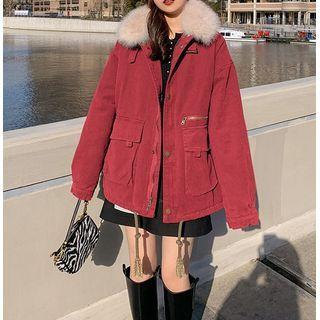 Fluffy Trim Cargo Jacket