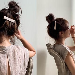 Faux-marble Hair Clip Set Of 4 Light Beige - One Size