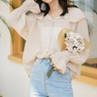 Flare-cuff Chiffon Blouse