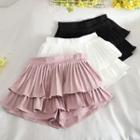 Plain Layered Ruffled Mini Skirt