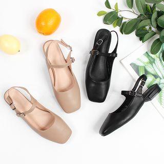 Low Heel Square Toe Sandals