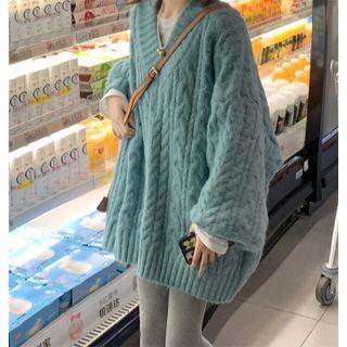 V-neck Cable-knit Sweater Sweater - One Size