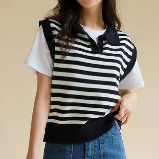 Collared Stripe Sweater Vest