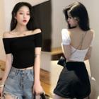 Off-shoulder Open-back Cropped Top