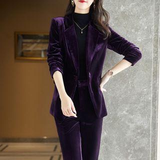 Single-button Velvet Blazer / Pants / Set