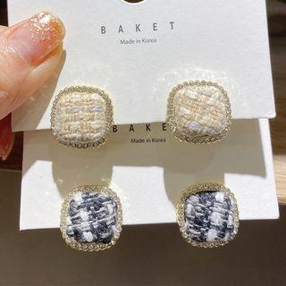 Tweed Square Stud Earring