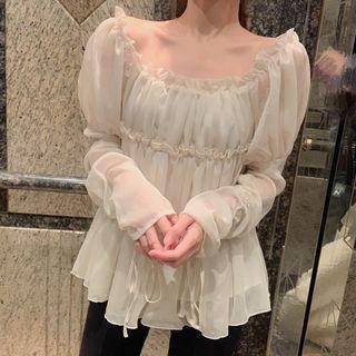 Chiffon Blouse As Shown In Figure - One Size