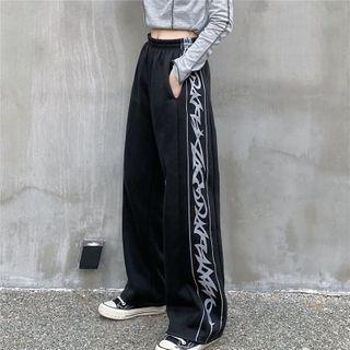Graphic Print Wide Leg Sweatpants